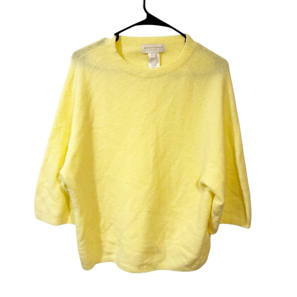 Bianco & Blu Italy Women's Large Wool & Alpaca Blend Sweater Butter Yellow